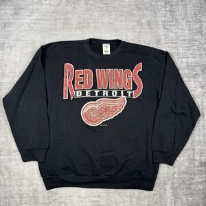 Detroit Red Wings Sweatshirt Mens Large Black Vtg 1992 Artex Crewneck NHL Hockey